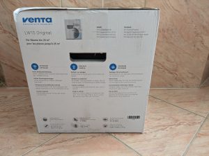 Verpackung des Venta LW15 Luftbefeuchters von hinten