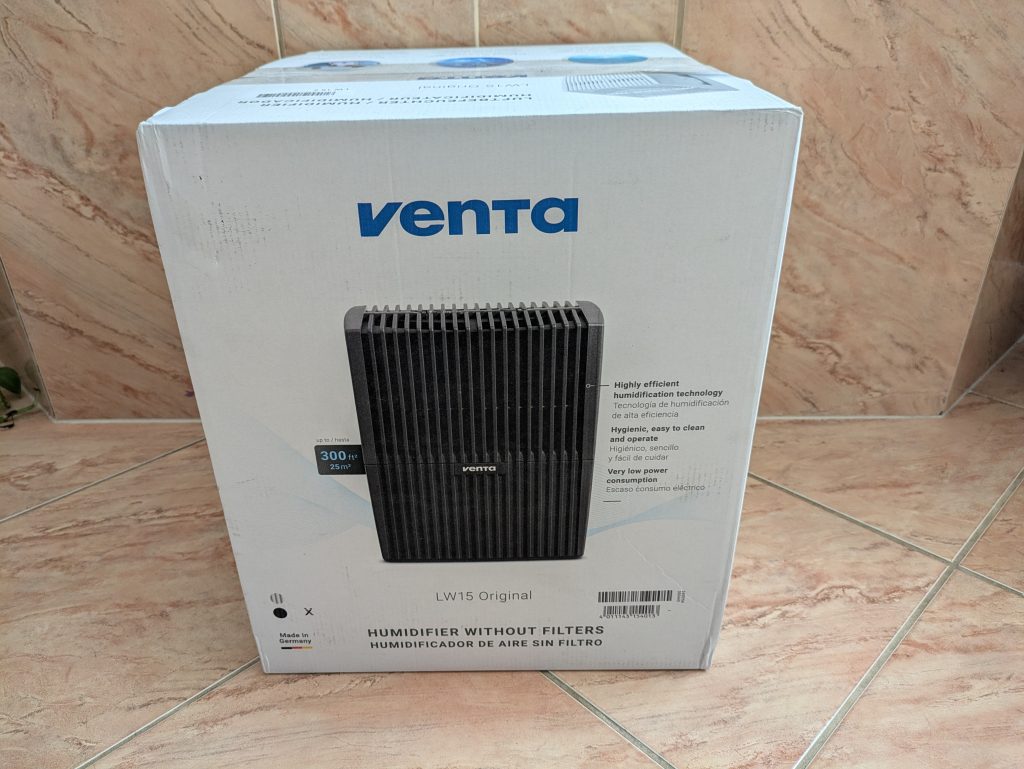 Verpackung des Venta LW15 Luftbefeuchters von vorne