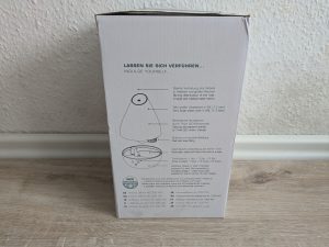 Verpackung des Promed AL-1300 WS Luftbefeuchters von der Seite
