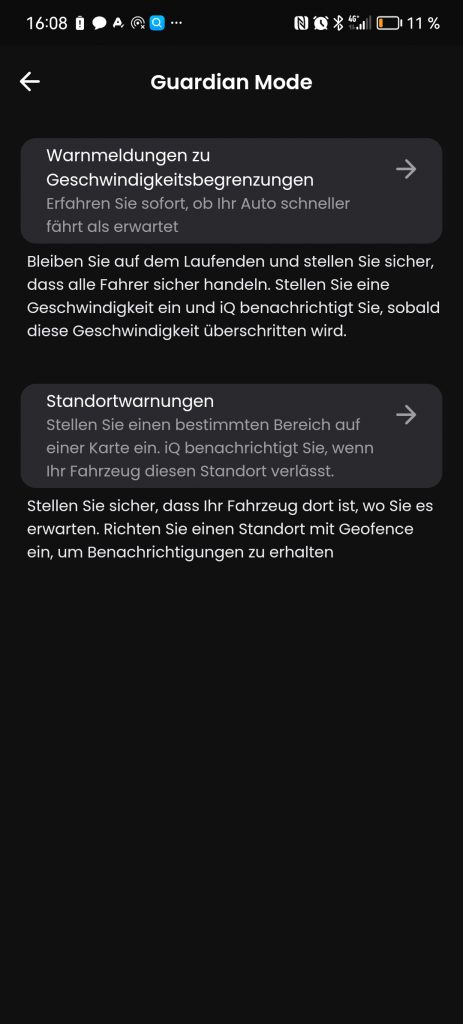 Wächter-Modus der Nextbase IQ Dashcam