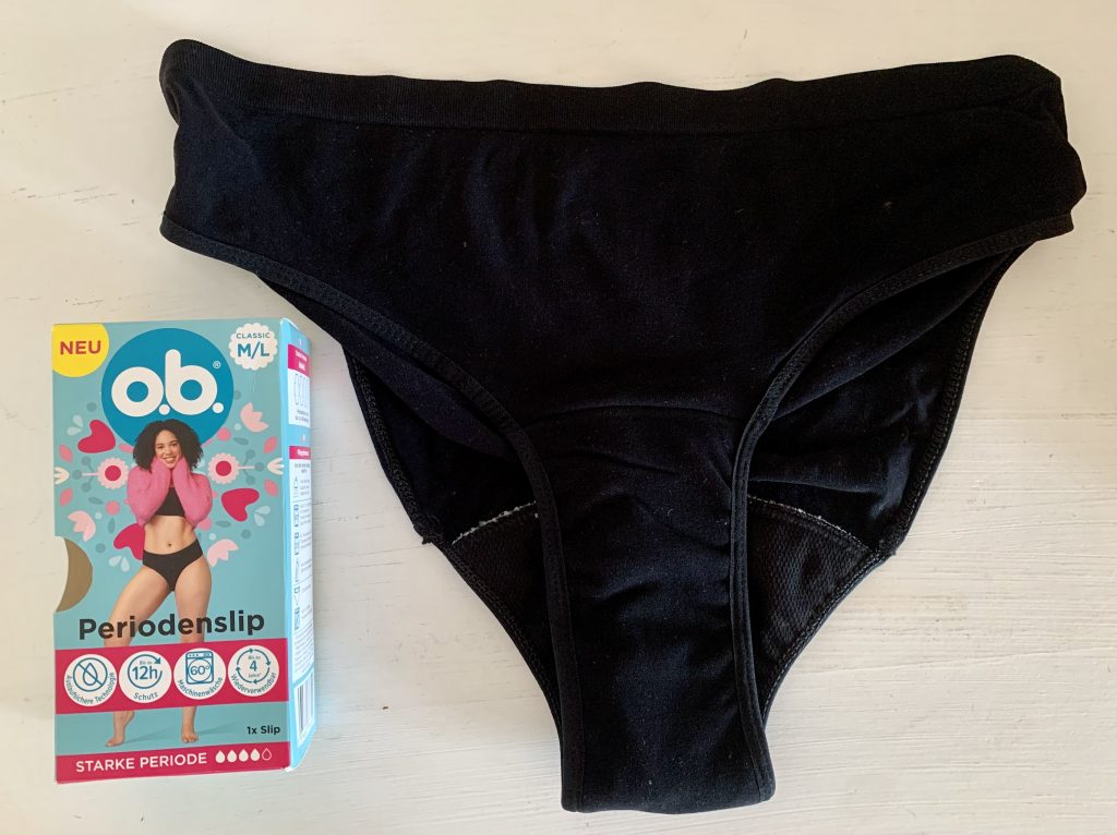 o.b. Periodenslip ausgepackt mit Verpackung