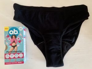 o.b. Periodenslip ausgepackt mit Verpackung