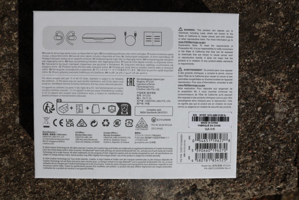 Creative Outlier Go Bluetooth-Kopfhörer Karton Rückseite