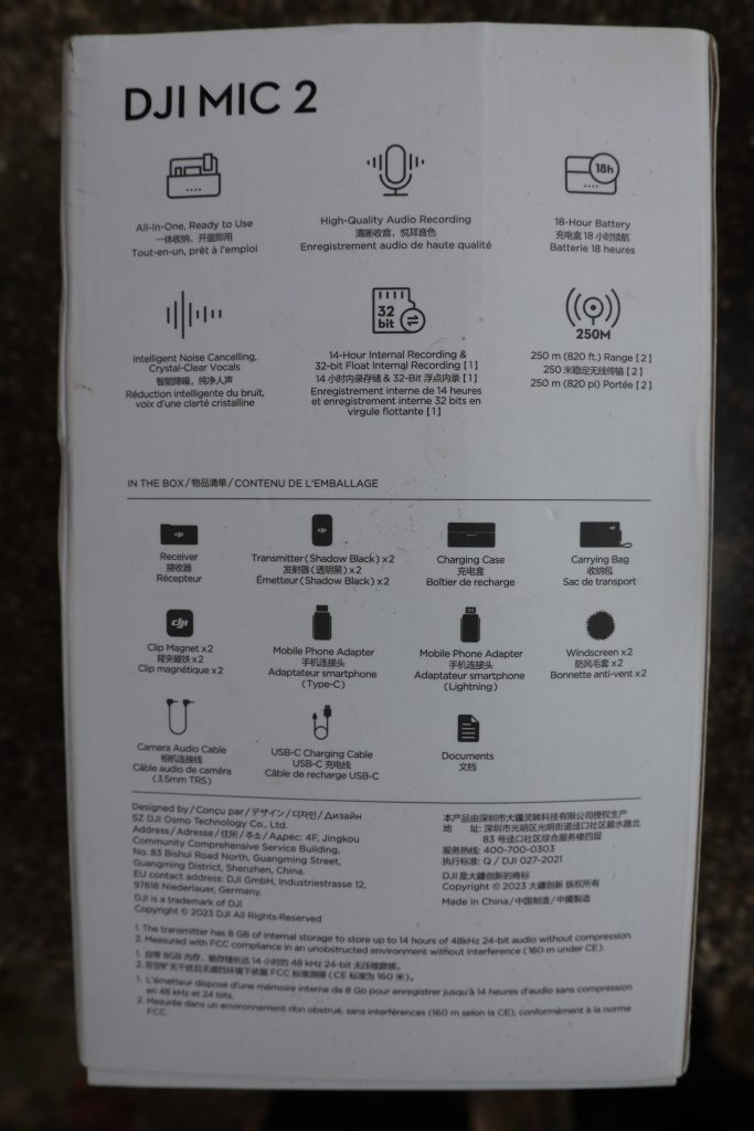 DJI Mic 2 Mikrofon Karton Rückseite