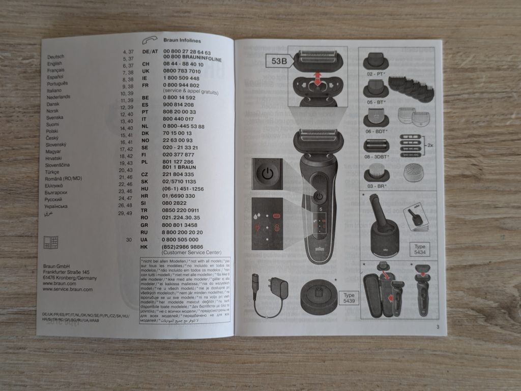 Anleitung des Braun Series 5 51-R1000s Rasierers geöffnet
