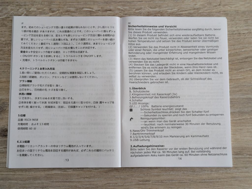 Anleitung des Hatteker ‎RSCW 9658 Rasierers geöffnet