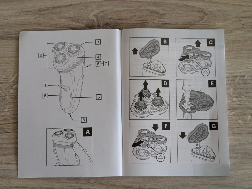 Anleitung des Remington R6 Aqua Rasierers geöffnet