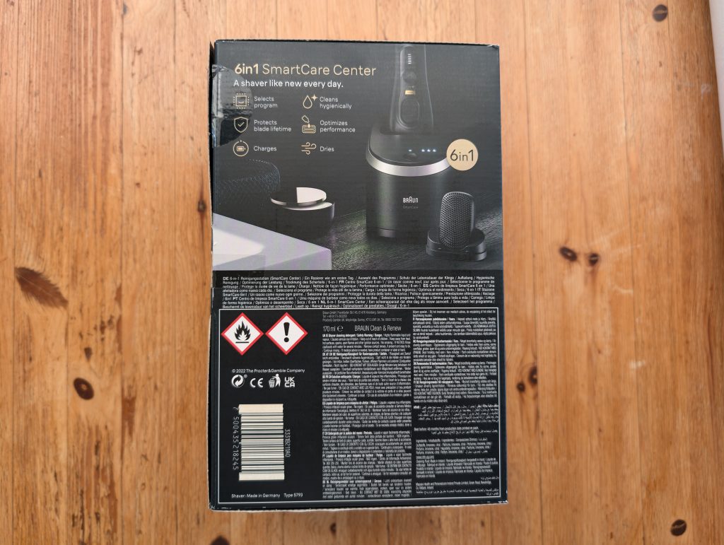 Braun Series 9 Pro+ Rasierer Verpackung des Smart Center von hinten