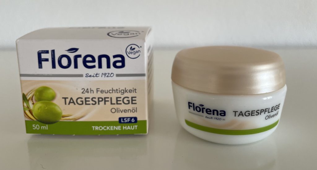 Florena 24 h Feuchtigkeit Gesichtscreme ausgepackt mit Verpackung