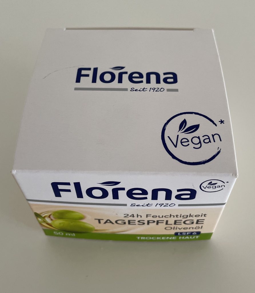 Florena 24 h Feuchtigkeit Gesichtscreme in der Verpackung von oben