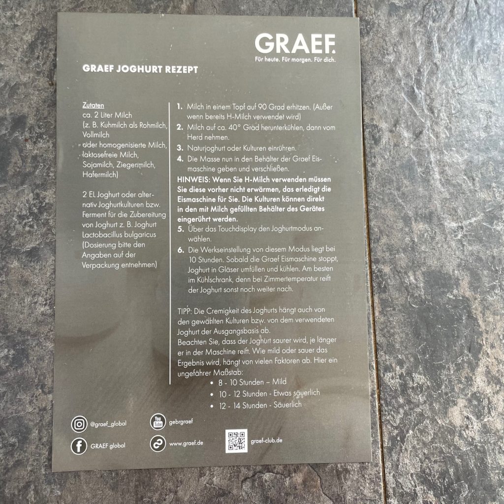 GRAEF IM 700 Eismaschine Rezepte
