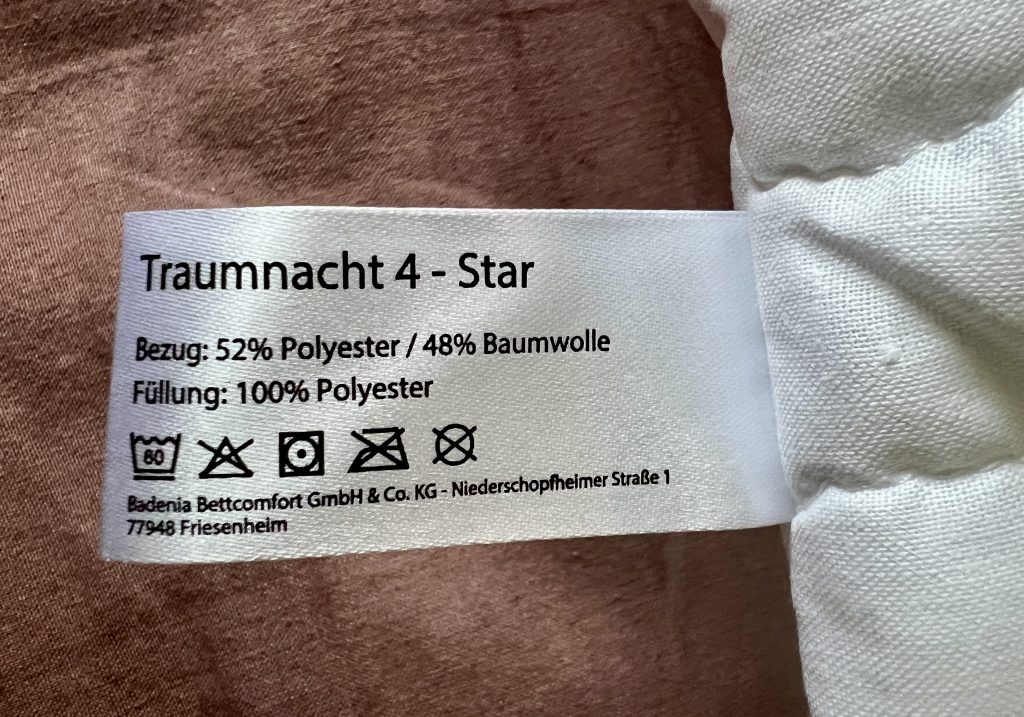 TRAUMNACHT 4-Star Kopfkissen Pflegehinweise