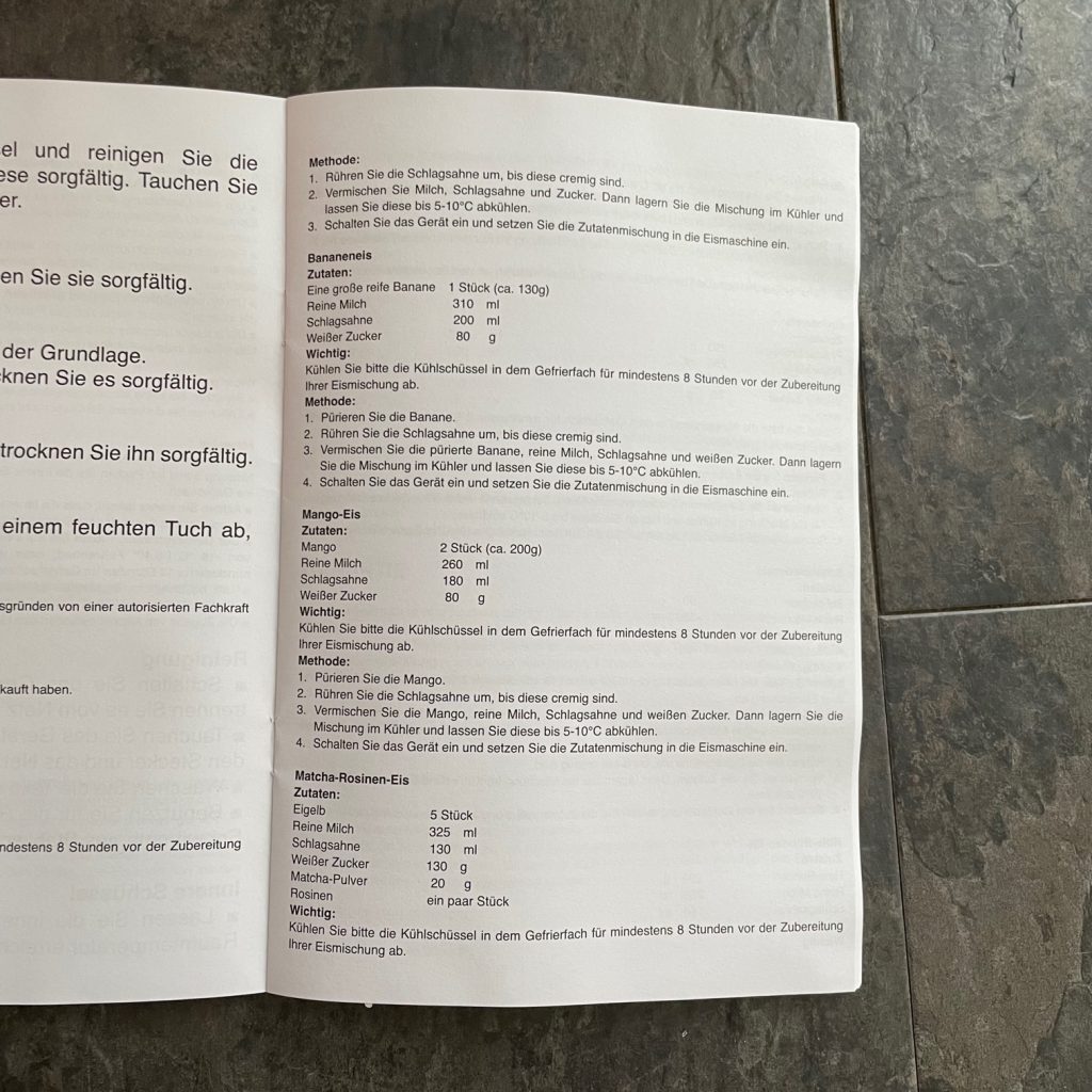 König SRB80 Eismaschine Rezepte