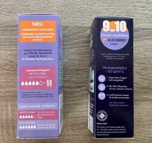 Nur Die „Alles geregelt“ Periodenunterwäsche Set in der Verpackung von der linken Seite