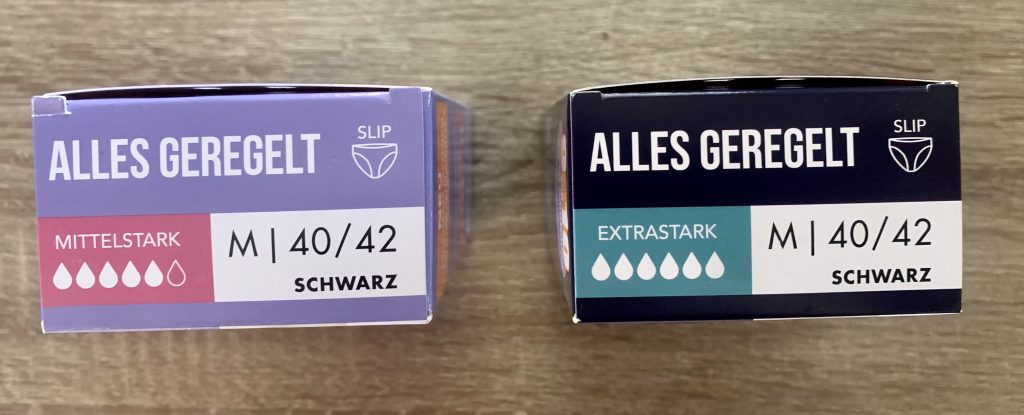 Nur Die „Alles geregelt“ Periodenunterwäsche Set in der Verpackung von oben