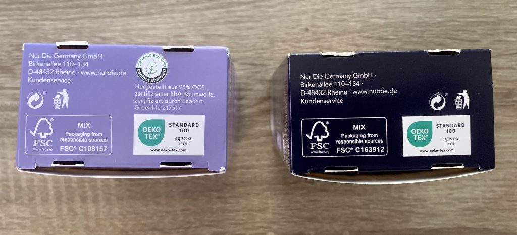 Nur Die „Alles geregelt“ Periodenunterwäsche Set in der Verpackung von unten