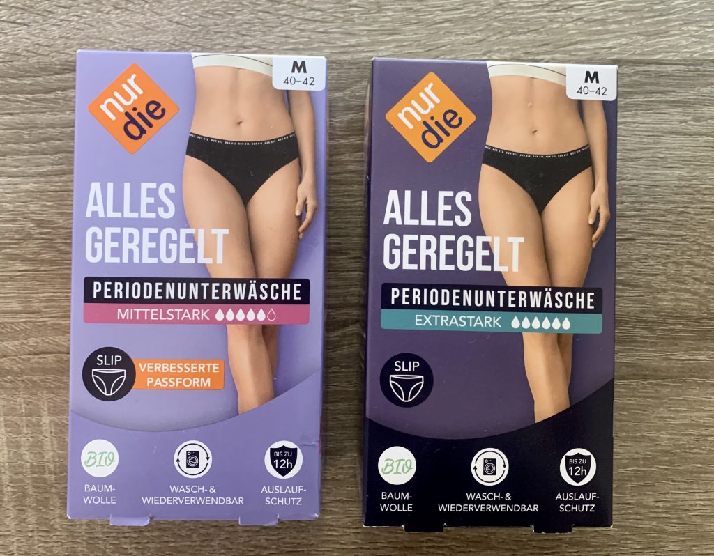 Nur Die „Alles geregelt“ Periodenunterwäsche Set in der Verpackung von vorne