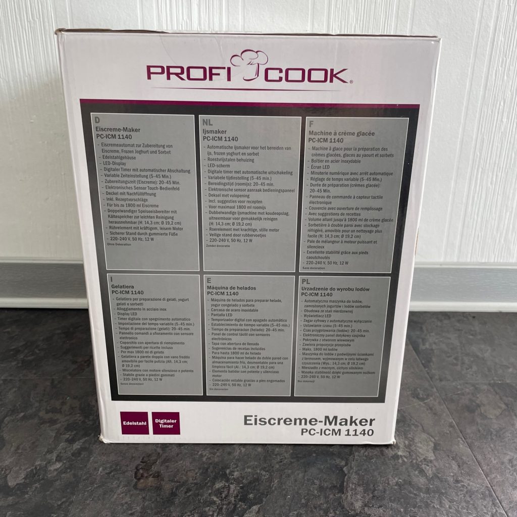 ProfiCook® PC-ICM 1140 Eismaschine Karton Beschriftung