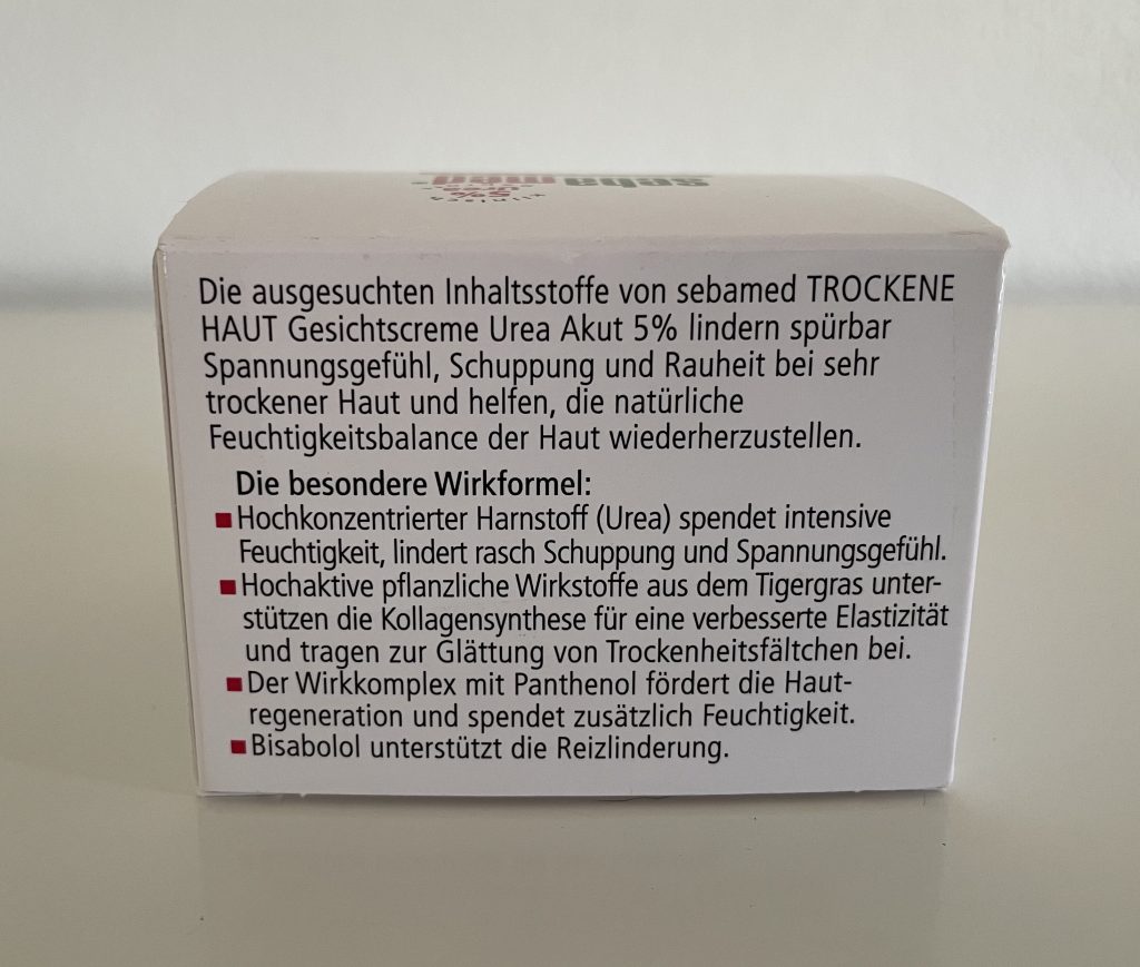 Sebamed Trockene Haut Urea Akut 5% Gesichtscreme in der Verpackung von hinten