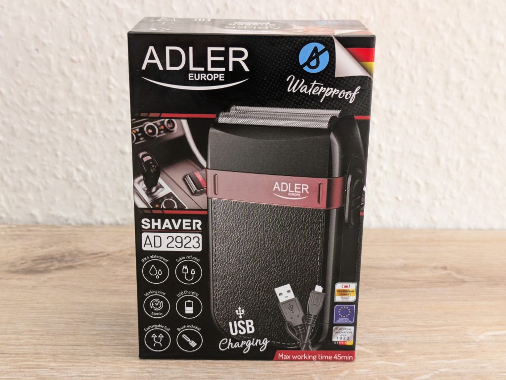 Verpackung des ADLER AD 2923 Rasierers von vorne
