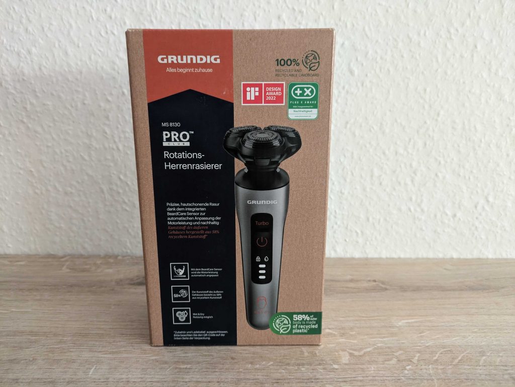 Verpackung des Grundig ProClub MS 8130 Rasierers von vorne