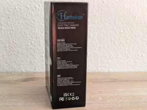 Verpackung des Hatteker ‎RSCW 9658 Rasierers von links