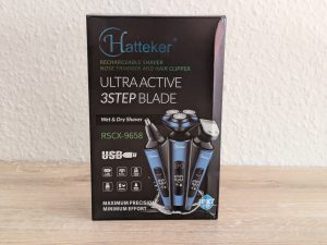 Verpackung des Hatteker ‎RSCW 9658 Rasierers von vorne