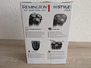 Verpackung des Remington R6 Aqua Rasierers von hinten