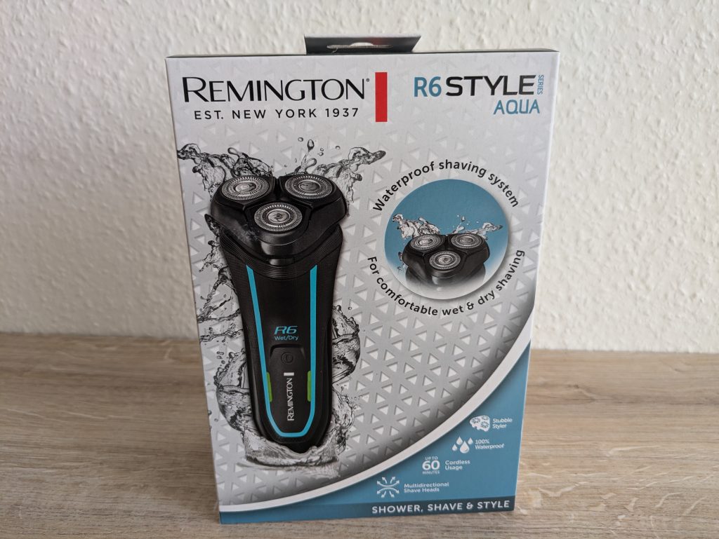 Verpackung des Remington R6 Aqua Rasierers von vorne