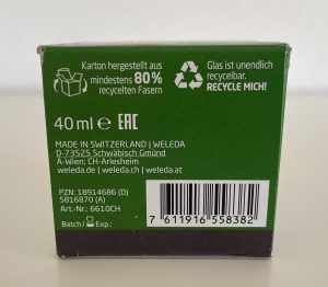 WELEDA Skin Food Feuchtigkeit & Glow Gesichtscreme in der Verpackung von unten