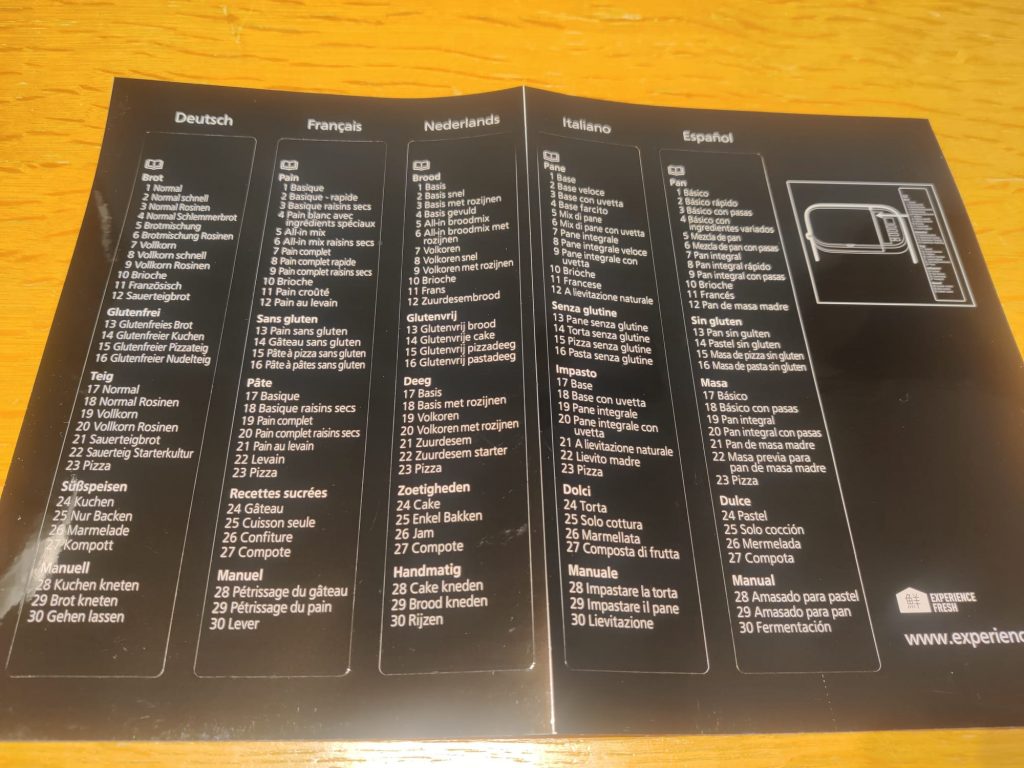 Panasonic SD-R2530K Brotbackautomat Stickerheft