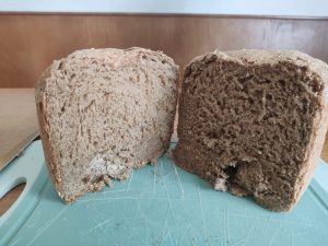 Elite Gourmet EBM8103B Brotbackautomat fertiges Brot aufgeschnitten