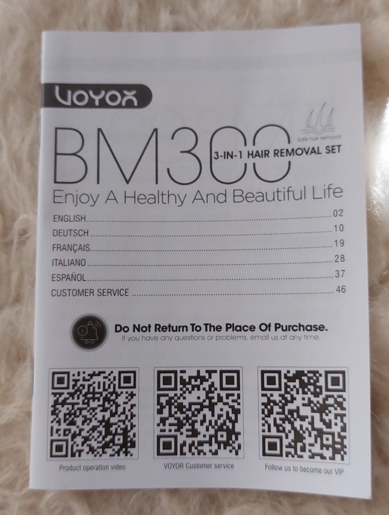 VOYOR BM300 Epilierer Bedienungsanleitung