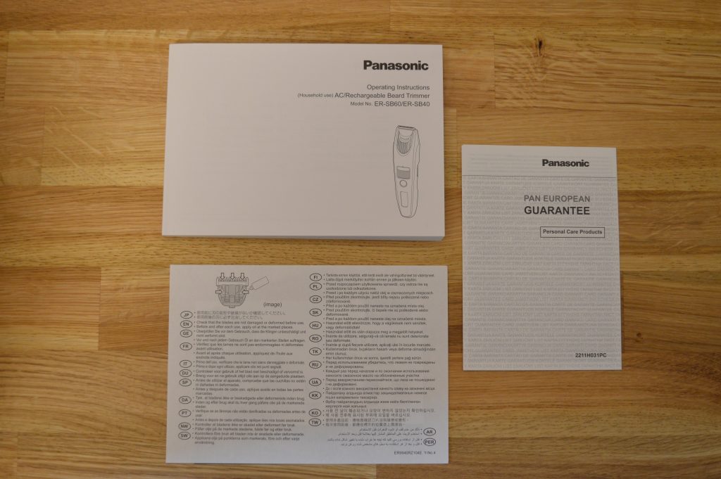 Panasonic ER-SB40 Bartschneider immer Sicherheitsdatenblatt Garantiebedingungen und Bedienungsanleitung