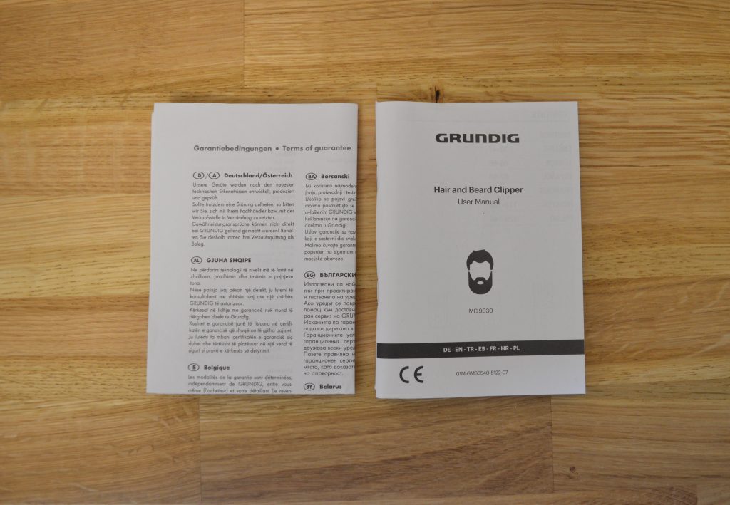 Grundig MC 9030 Bartschneider Bedienungsanleitung und Garantiebedingungen