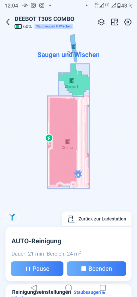 Ecovacs Deebot T30S Combo Complete Saug-Wisch-Roboter Screenshot