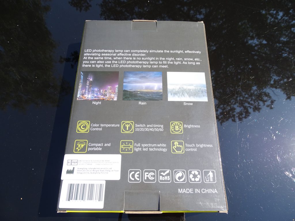 Azhien JSK-40 Tageslichtlampe Verpackung Rückseite