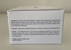 COSRX Advanced Snail 92 All in One Cream Gesichtscreme in der Verpackung von der Seite