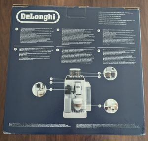 DeLonghi Rivelia EXAM441.55.GR Kaffeevollautomat Verpackung Rückseite