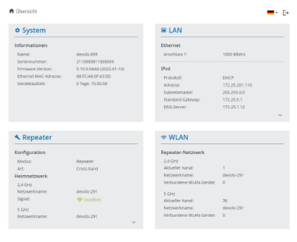 Devolo WiFi 6 3000 WLAN-Repeater Weboberfläche (3)