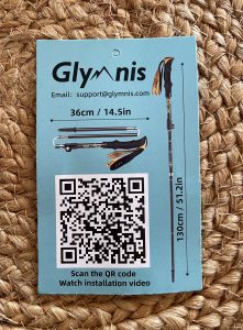Glymnis TP-7501 Wanderstöcke Karte mit QR-Code zur Videoanleitung