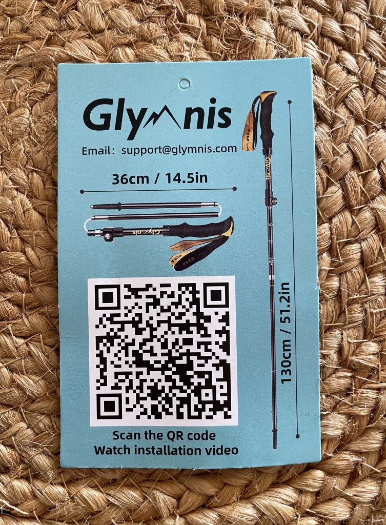 Glymnis TP-7501 Wanderstöcke Karte mit QR-Code zur Videoanleitung