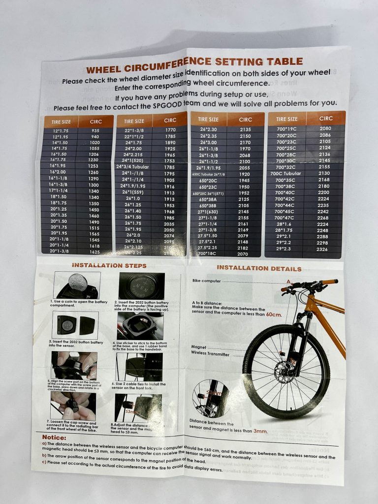 SPGOOD 546C Fahrradcomputer Bedienungsanleitung