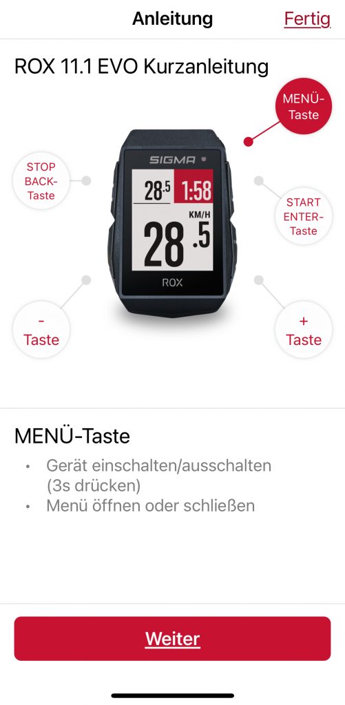 Sigma Sport ROX 11.1 Fahrradcomputer Sigma Ride App