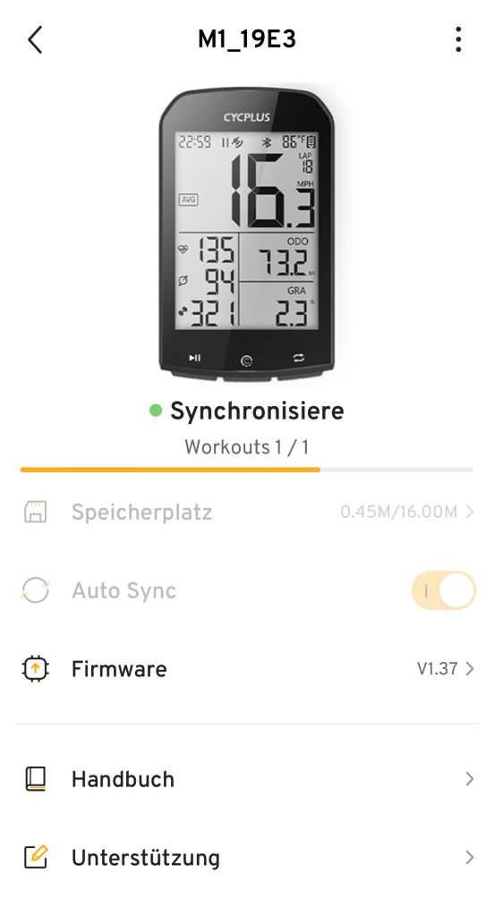 CYCPLUS M1 Fahrradcomputer Xoss-App