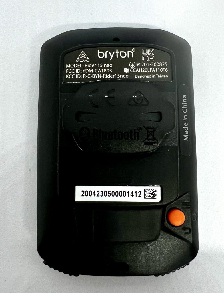 Bryton Rider 15 neo Fahrradcomputer Rückseite