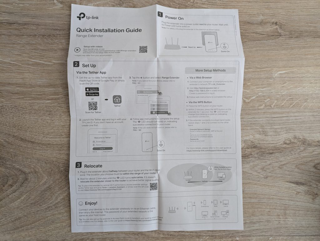 Kurzanleitung des TP Link RE230 WLAN-Repeaters geöffnet