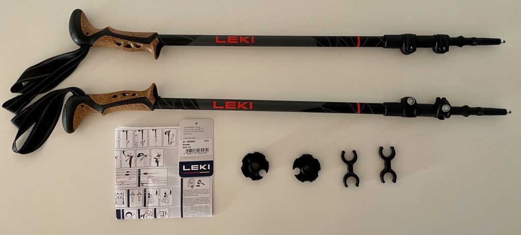 LEKI Khumbu Wanderstöcke ausgepackt mit Zubehör