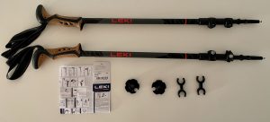 LEKI Khumbu Wanderstöcke ausgepackt mit Zubehör