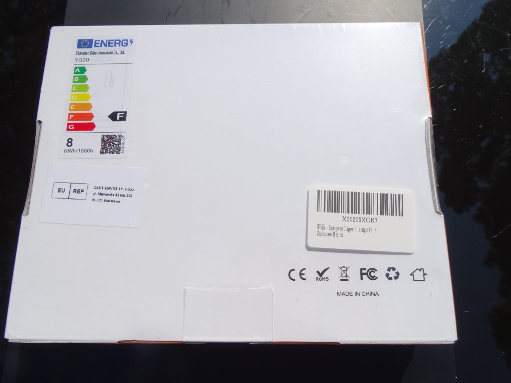Sotipevs-Tageslichtlampe Verpackung Rückseite